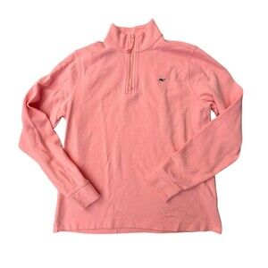 Vineyard Vines Sweatshirt Pullover Youth XL 18 Pink 1/4 Zip Mock Neck Whale Logo